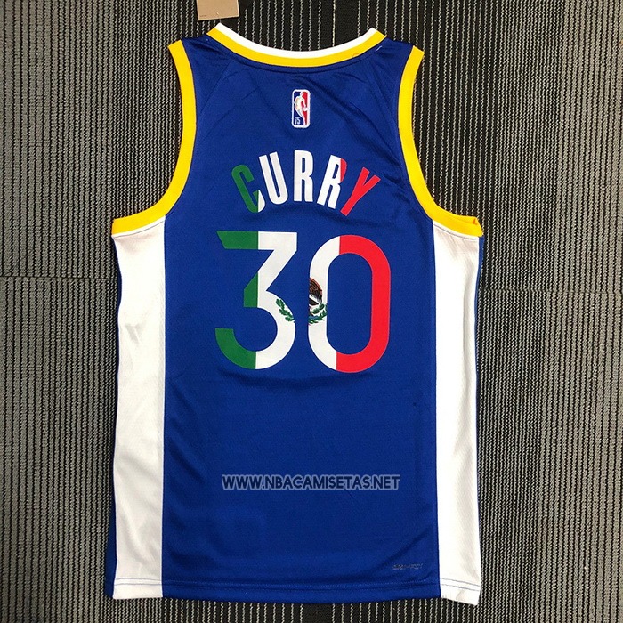 Camiseta Golden State Warriors Stephen Curry NO 30 Icon Royal Special Mexico Edition Azul